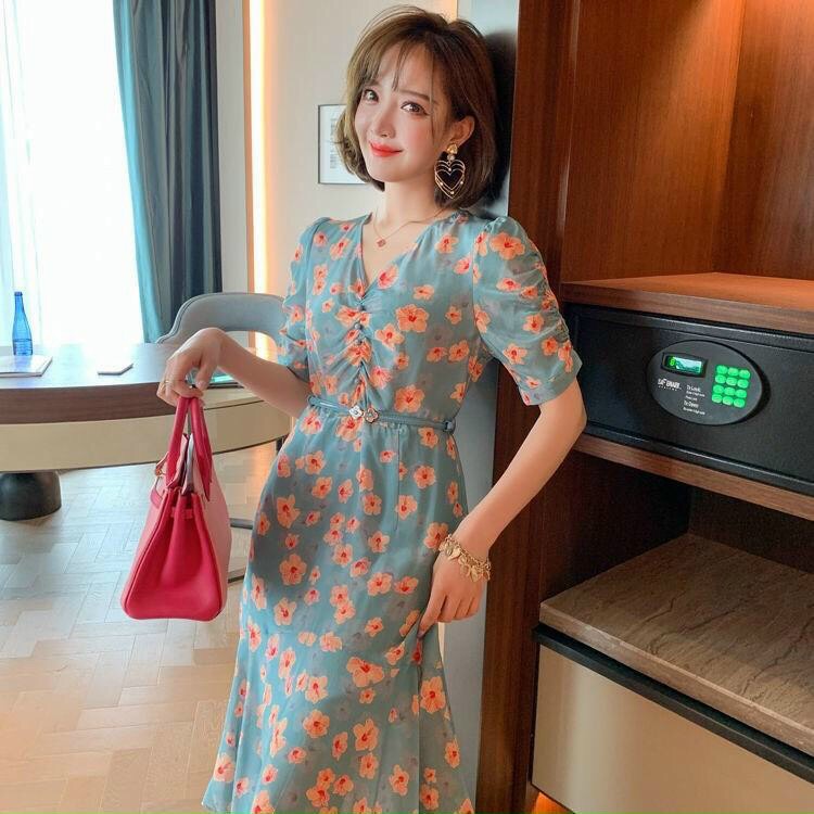 Đầm Hoa Lụa Đuôi Cá - HN923